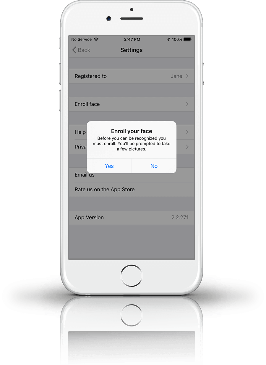 iOS app enroll your face