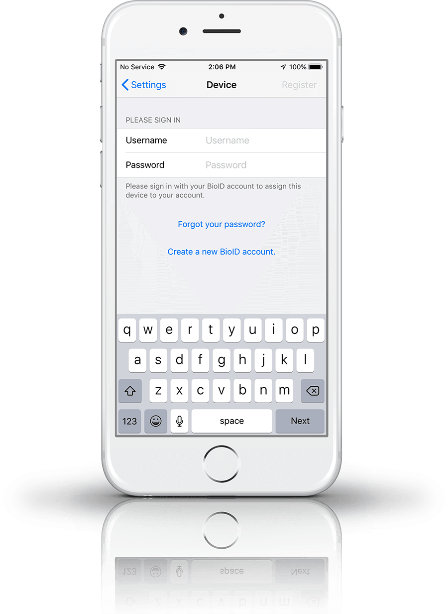iOS app register device